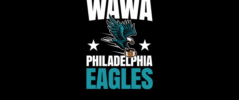 Wawa Philadelphia Eagles, Black background, 5K