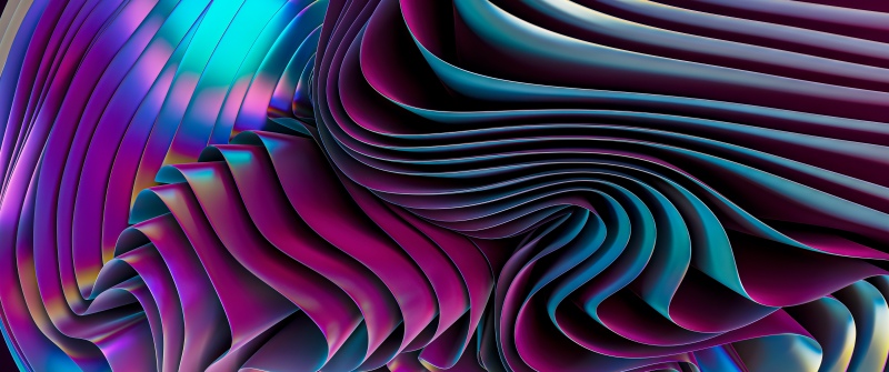 Holographic, Layers, Pink aesthetic, Metallic, Ribbons, Abstract background, Futuristic, Texture, 3D Art, Curves, Waves, Surreal, Dynamic, Vibrant, 5K