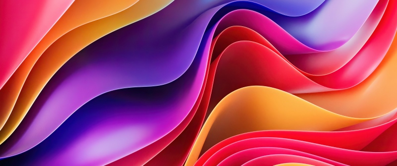 Colorful waves, Abstract art, Fluidic, 3D Render, Colorful gradients, Vibrant, Futuristic, 5K