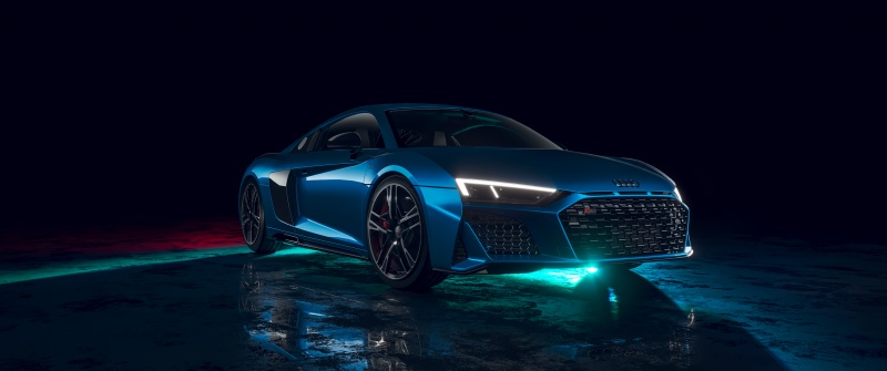 Neon, Audi R8, Supercars, Luxury sports cars, Dark background