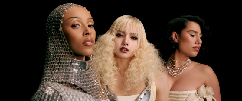 Lisa Born Again, 8K, Doja Cat, Raye, Black background, 5K, Pop music