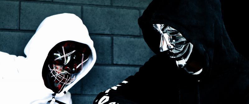 Persons in Mask, Sweatshirt, Black Mask, Anonymous, White, Black, Hoodie, 5K