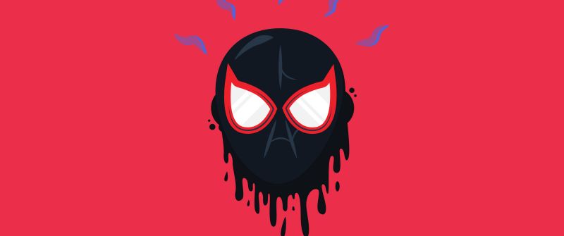 Miles Morales, Spider-Verse, Magenta background, Red background, Simple