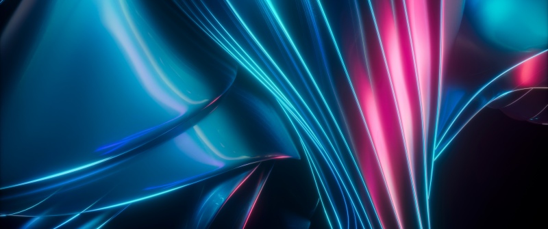 Futuristic, Blue abstract, Light trails, Glowing lines, Modern, 5K, 8K, Blue aesthetic, Pink light