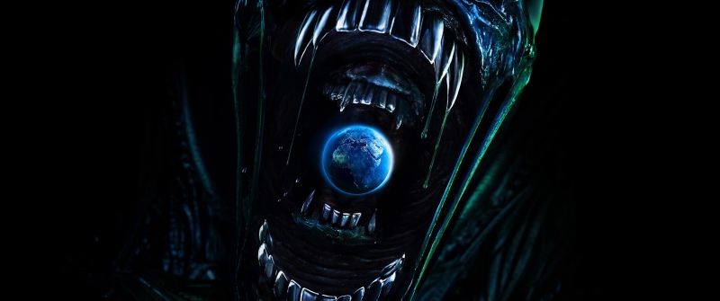 Alien: Earth, Movie poster, 5K, Xenomorph, Black background, TV series, 2025 series