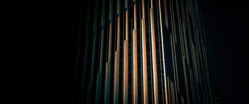Abu Dhabi, Modern architecture, Glass building, Dark aesthetic, 5K