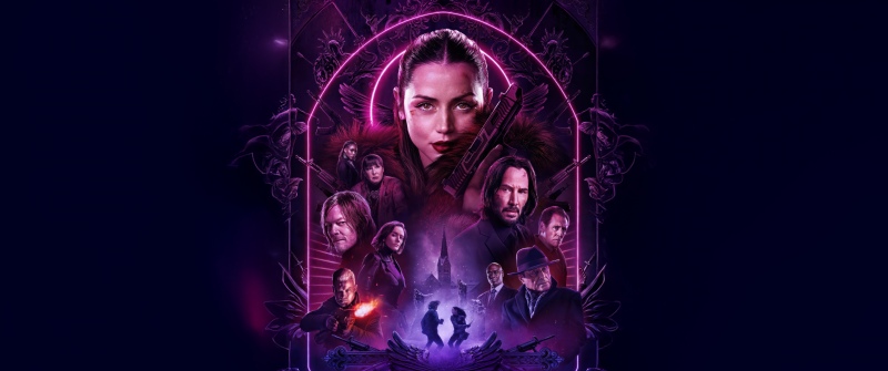 Ballerina, Movie poster, 2025 Movies, Keanu Reeves as John Wick, Ana de Armas, 5K, Dark background, Dark purple