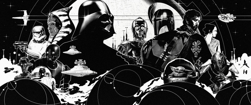 Star Wars, May the 4th Be With You, Monochrome, Black and White