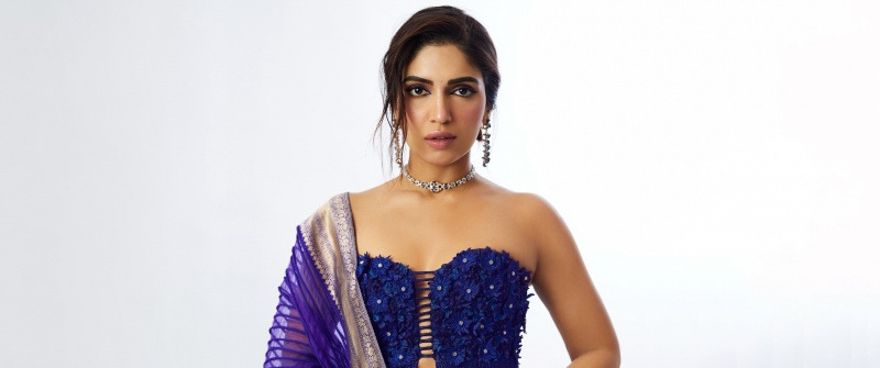 Bhumi Pednekar, 5K, Indian actress, White background