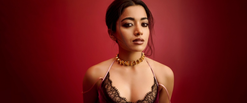 Rashmika Mandanna, Grazia India, 5K, Red background, Indian actress