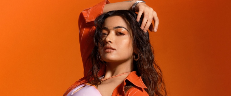 Rashmika Mandanna, Orange background, Grazia India, 5K, 8K, Fashion