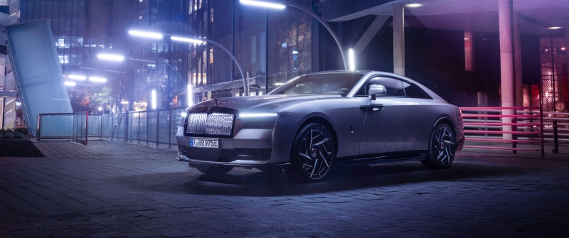 Rolls-Royce Black Badge Spectre, Jubilee Silver, 5K, 8K, Neon Lights