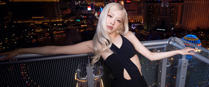 Rose (Blackpink), Night, 8K, 5K, Black dress