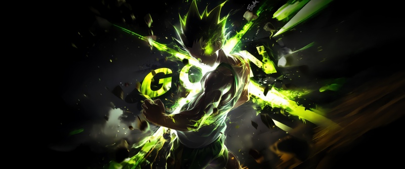 Gon Freecss, Green aesthetic, Hunter x Hunter, 5K, Dark background