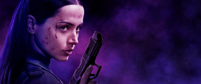 Ana de Armas (Ballerina), Movie poster, Purple aesthetic, Purple background, Ballerina, Ana de Armas