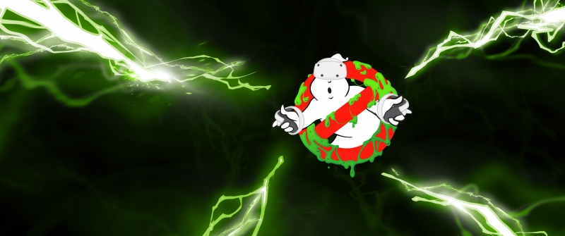 Ghostbusters, Logo, Electric, Lightning, Green aesthetic, Smoke