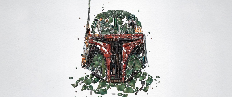 Star Wars, Boba Fett, Bounty hunter, The Mandalorian, Illustration, White background, 5K