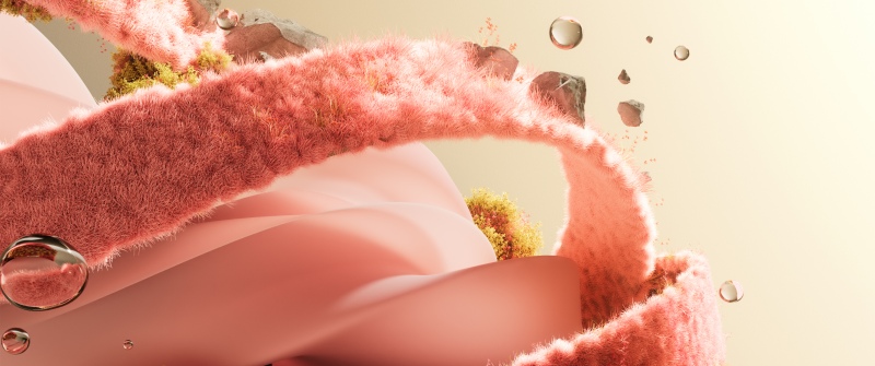Swirls, 3D Render, Water drops, 3D art, Surreal, Furry