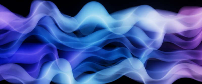 Abstract Waves, Microsoft Design, Fluid, Gradient Abstract, Blue gradient, Purple, Luminous, Black background