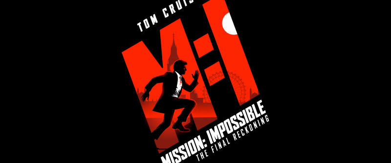 Mission: Impossible - The Final Reckoning, Movie poster, Tom Cruise, Black background, AMOLED, Red