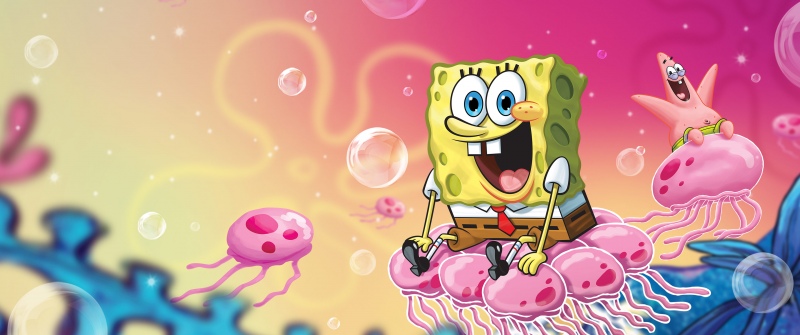 SpongeBob SquarePants, Patrick Star, Jellyfish, Underwater, Cartoon