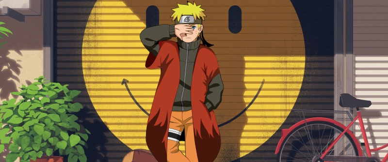 Naruto Uzumaki, Smiley face, Graffiti, Street art, 5K
