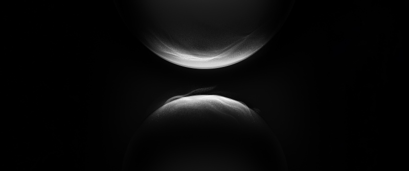 Huawei, Dark theme, Stock, Monochrome, Glowing particles, Curves, Dark background, 5K