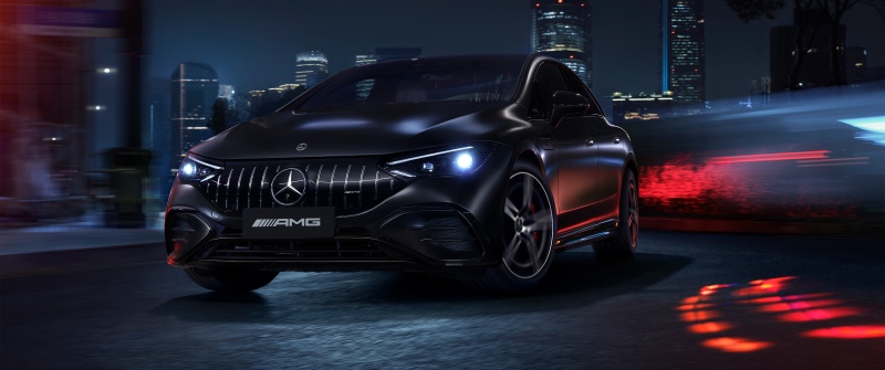 Mercedes-AMG EQE 53 4MATIC, 2025, Mercedes-Benz AMG, Electric cars, Black cars, Night city