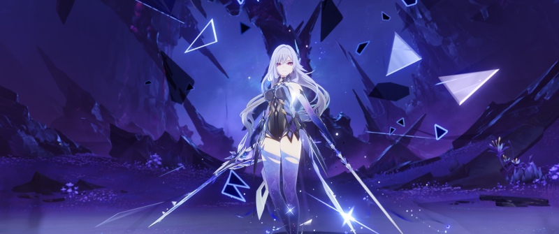 Skirk, Purple aesthetic, Anime girl, Genshin Impact
