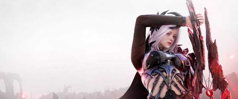 Black Desert, Female warrior, Sword, Red glow, Online games