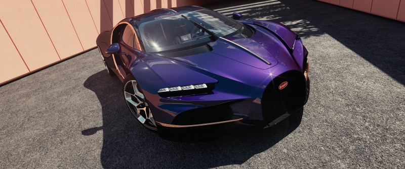 Bugatti Tourbillon, Hypercar, Purple car, Modern architecture