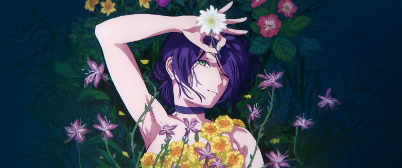 Chainsaw Man - The Movie: Reze Arc, Anime girl, Floral Background, Purple hair, 5K