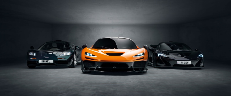McLaren, Supercars, McLaren F1, McLaren P1, McLaren W1, Dark background, 5K