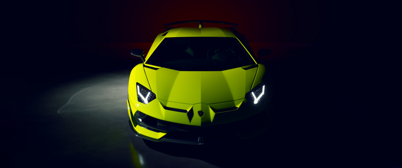 Lamborghini Aventador SVJ, Supercar, Dark background, Green, 5K
