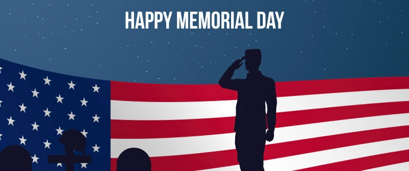 Happy Memorial Day, Salute, Silhouette, United States flag, Soldier, Honor