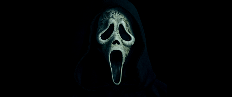 Ghostface, Black background, 5K, Scream, Horror, Mask, AMOLED