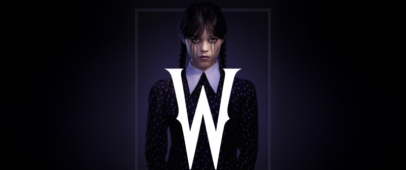 Wednesday Addams, Season 2, 2025 series, Wednesday (Netflix), Jenna Ortega as Wednesday Addams, Dark background
