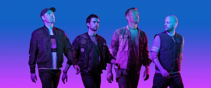 Coldplay - Music Of The Spheres, 5K, Neon gradient, Rock band, Chris Martin, Jonny Buckland, Guy Berryman, Will Champion, Monochromatic