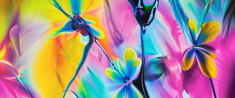 Multicolor, Fluid abstract, Neon colors, 5K