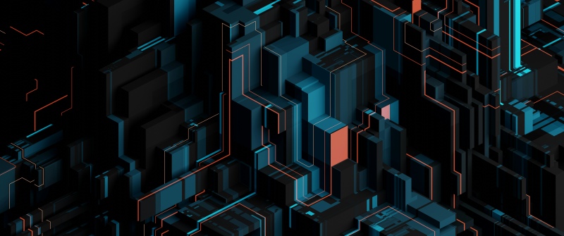 Geometric, Abstract background, Futuristic, Dark theme, Dark blue, Patterns, 3D background, 5K, 8K