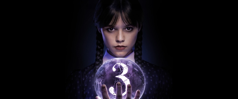 Wednesday (Netflix), Season 3, Jenna Ortega as Wednesday Addams, 5K, Dark background