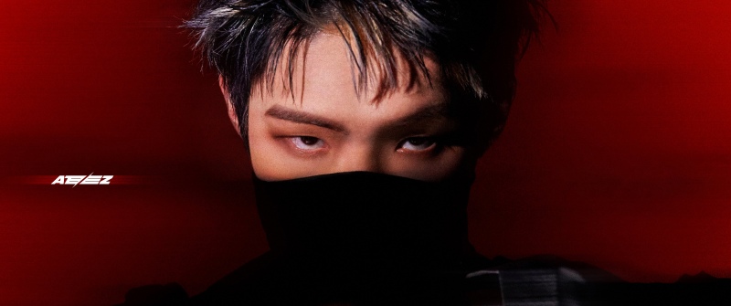 Mingi, ATEEZ, Red background, South Korean Singer