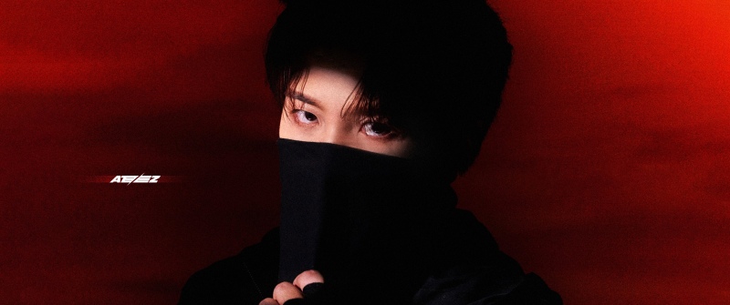 Jongho, ATEEZ, Red background, 5K, South Korean Singer