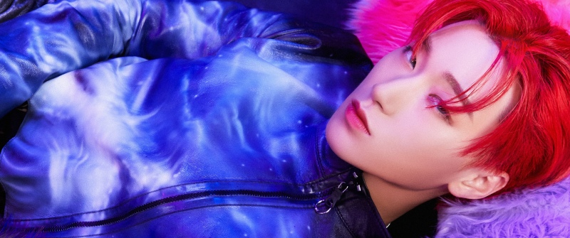 San (ATEEZ), K-pop idol, Red hair, Vibrant