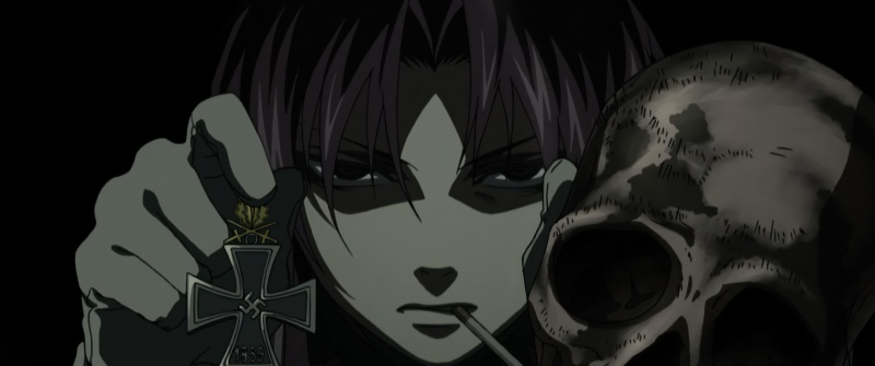 Revy (Black Lagoon), Iron Cross, Dark aesthetic, Black Lagoon, Black background, Skull