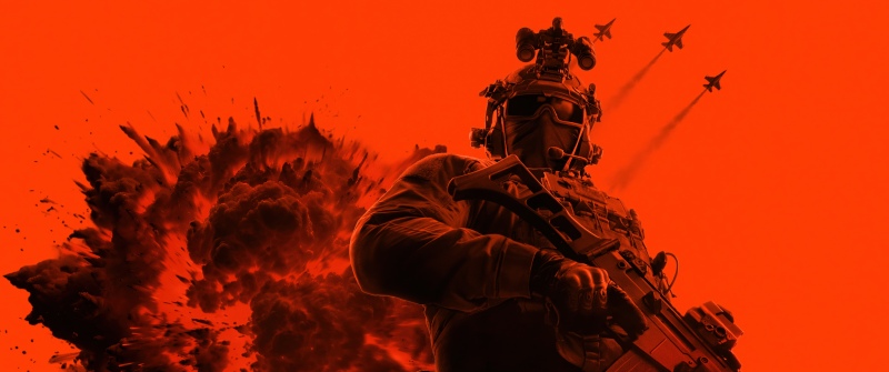 Battlefield 6, Soldier, 5K, Game poster, Orange background, Monochrome, 2026 Games
