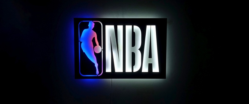 NBA, Neon sign, Basketball, Logo, Glowing, Dark background, 5K