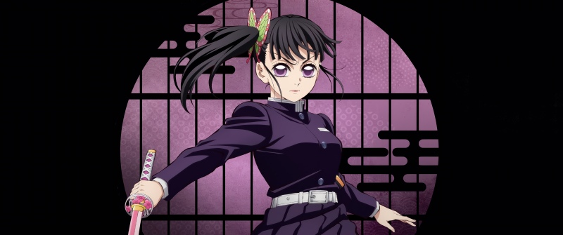 Kanao Tsuyuri - Infinity Castle, 5K, Anime movie, Demon Slayer: Kimetsu No Yaiba Infinity Castle, Black background, Kanao Tsuyuri