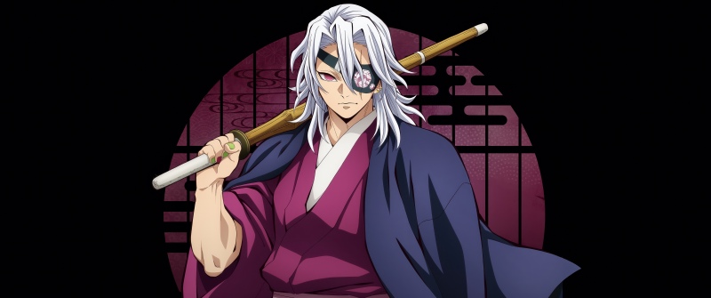 Tengen Uzui - Infinity Castle, 5K, Anime movie, Demon Slayer: Kimetsu No Yaiba Infinity Castle, Black background, Tengen Uzui