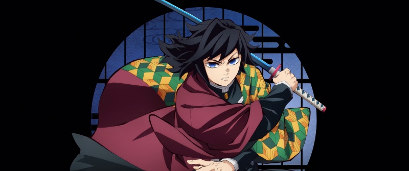 Giyu Tomioka - Infinity Castle, 5K, Anime movie, Demon Slayer: Kimetsu No Yaiba Infinity Castle, Black background, Giyu Tomioka